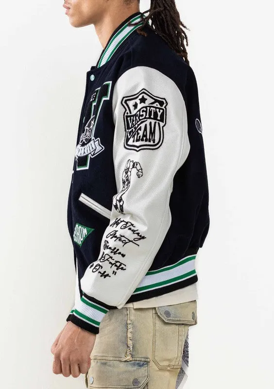 Navy All Field The Best Never Rest Varsity Jacket