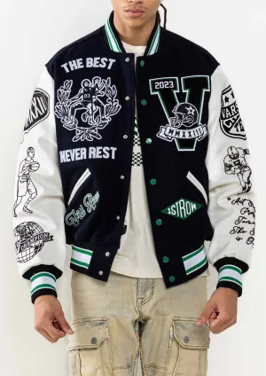 Navy All Field The Best Never Rest Varsity Jacket