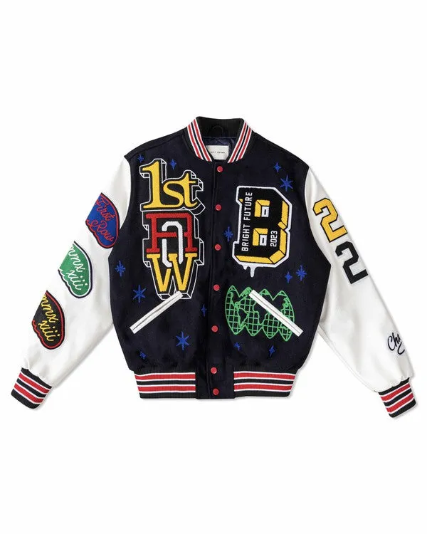 Navy Bright Future Varsity Jacket