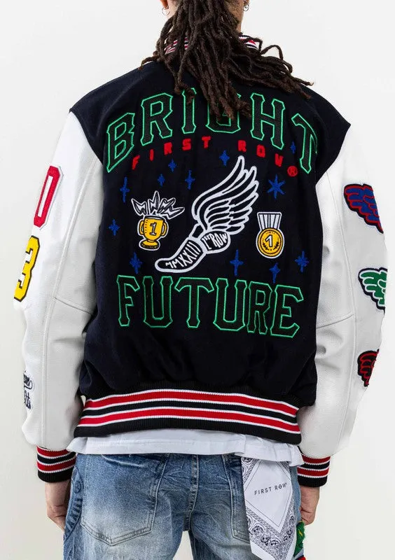 Navy Bright Future Varsity Jacket