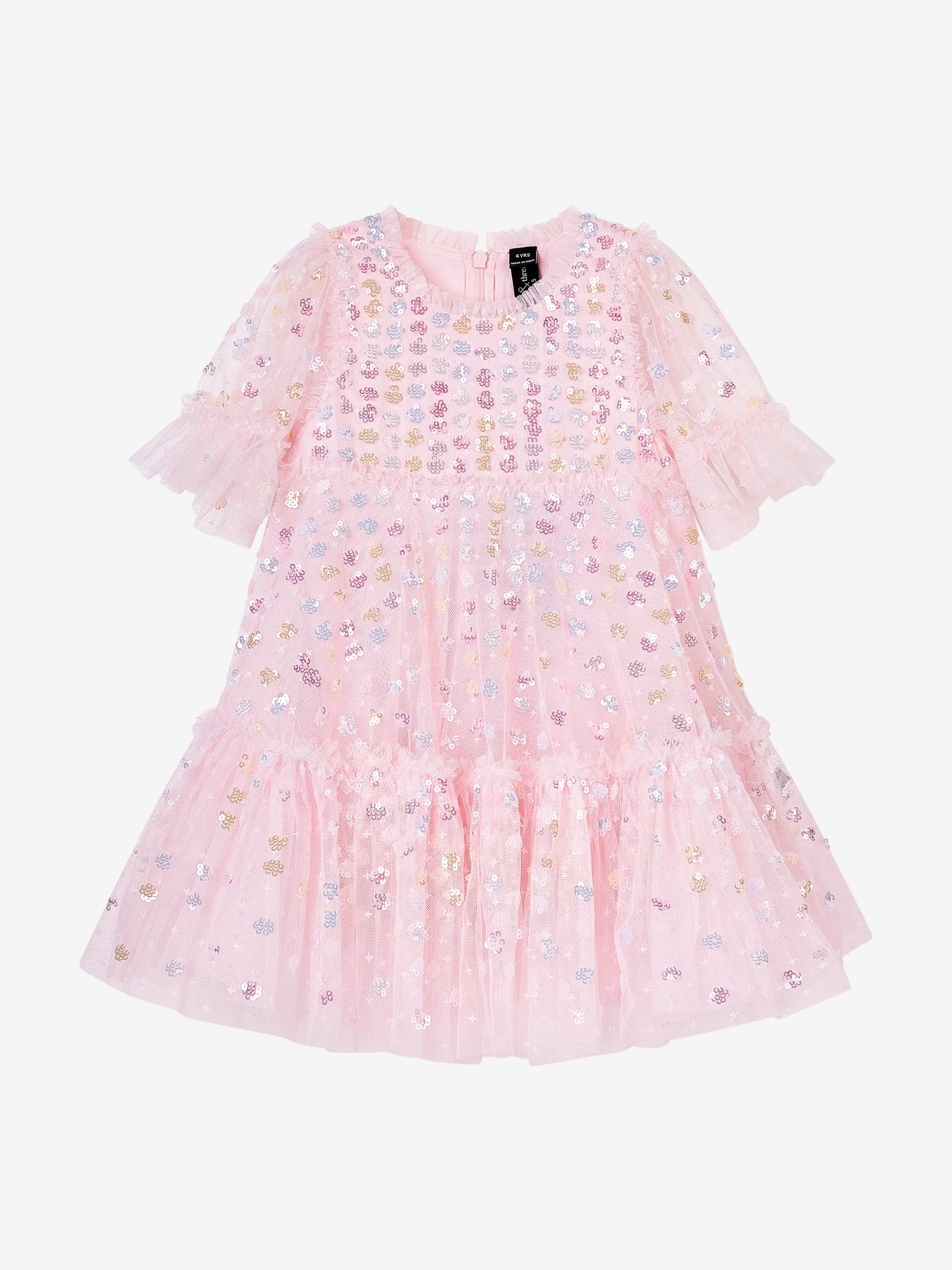 Needle & Thread Girls Raindrop Sequin Dress in Pink