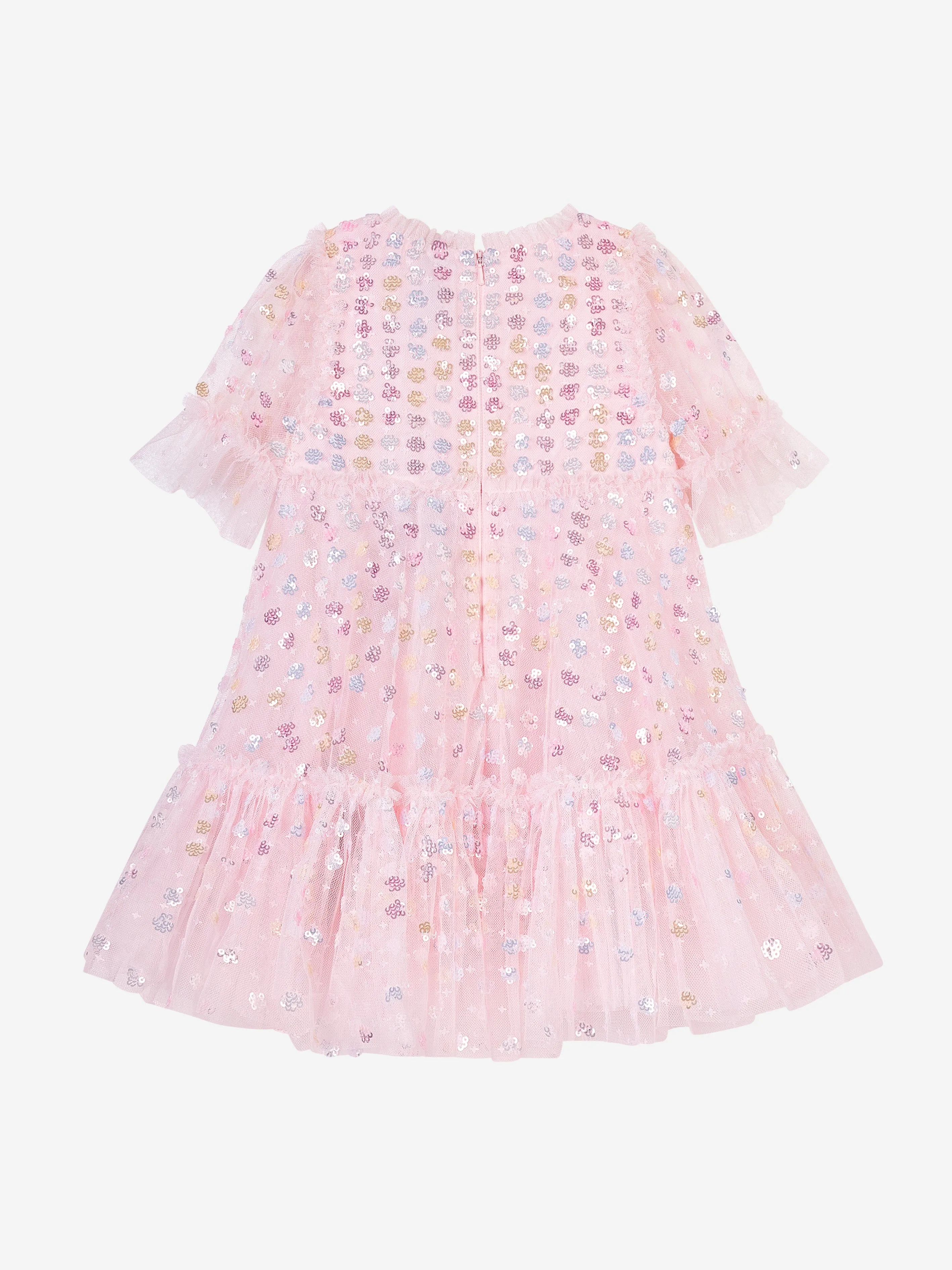 Needle & Thread Girls Raindrop Sequin Dress in Pink