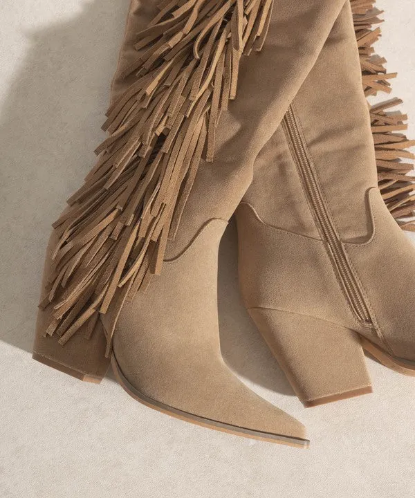 OASIS SOCIETY OUT WEST - Knee-High Fringe Boots