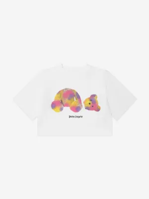 Palm Angels Girls Pop Bear Cropped T-Shirt in White