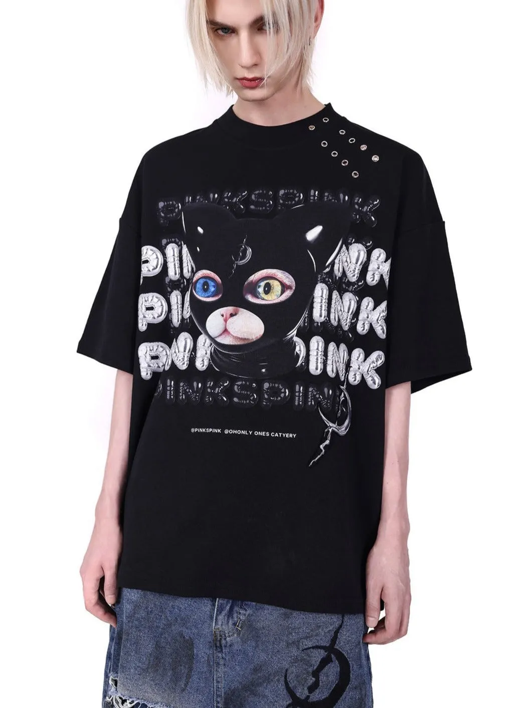 PINKSPINK Graphic Oversized T-Shirt - Black