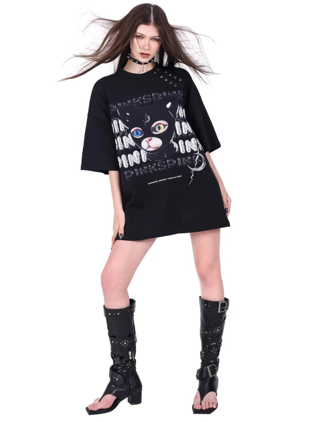 PINKSPINK Graphic Oversized T-Shirt - Black