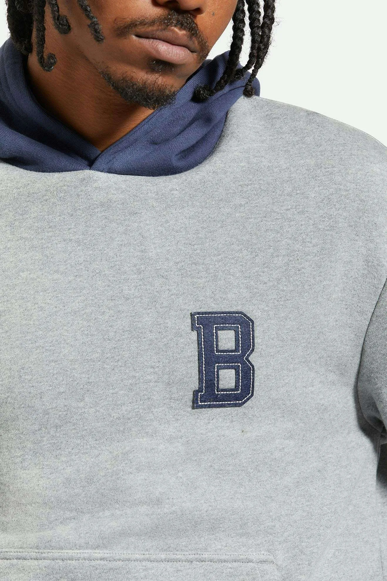 Retro Heavyweight Relaxed Hoodie - Heather Grey/Washed Navy