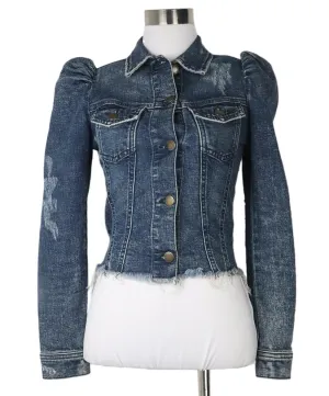 Retrofete Blue Denim Puffed Shoulder Jacket sz 0