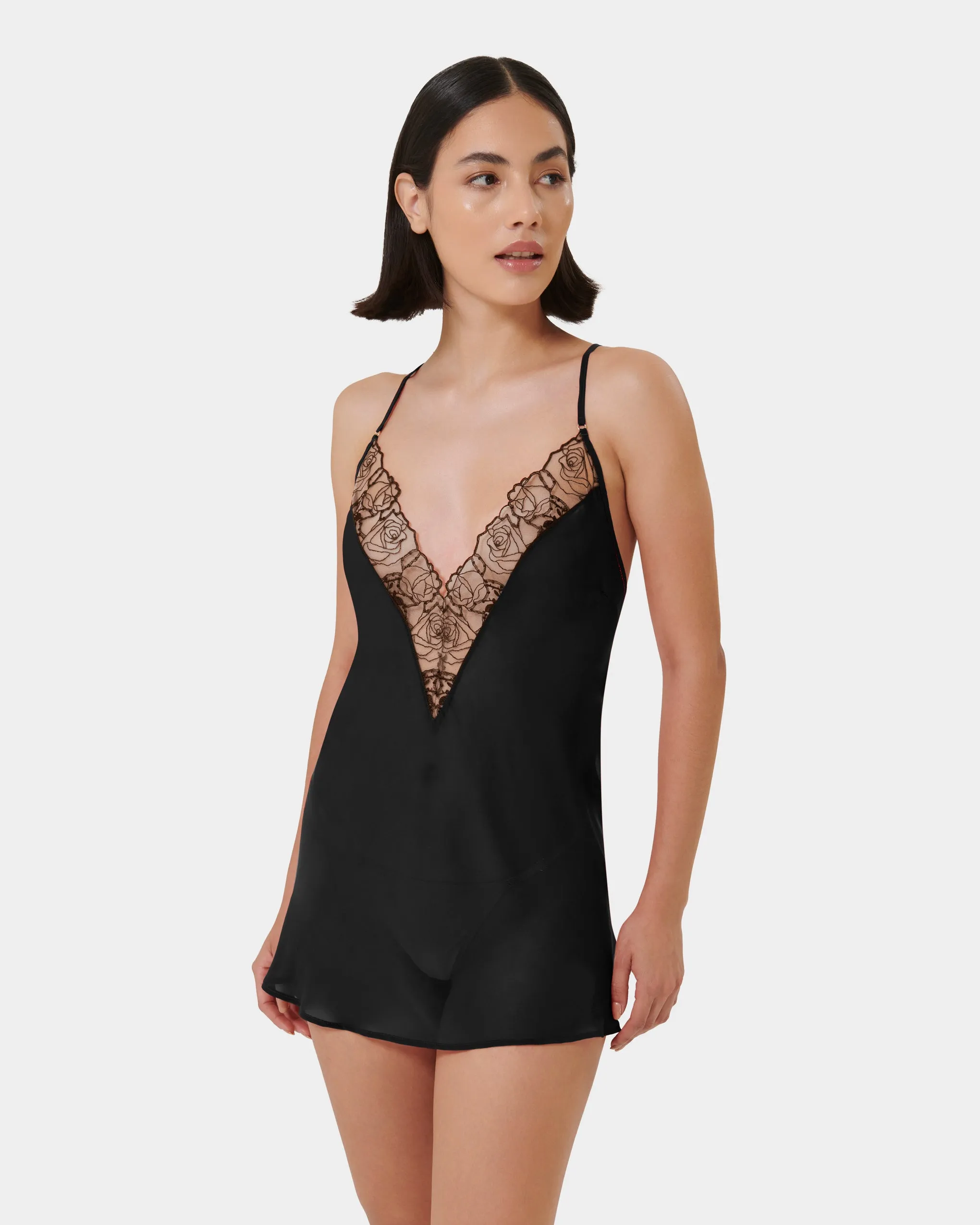 Rosalie ECO Short Chemise Black/Sheer