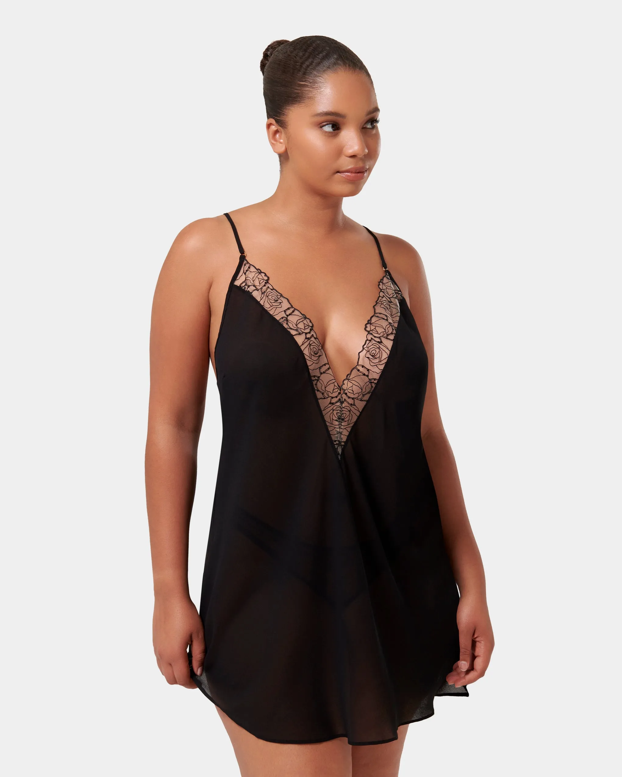 Rosalie ECO Short Chemise Black/Sheer