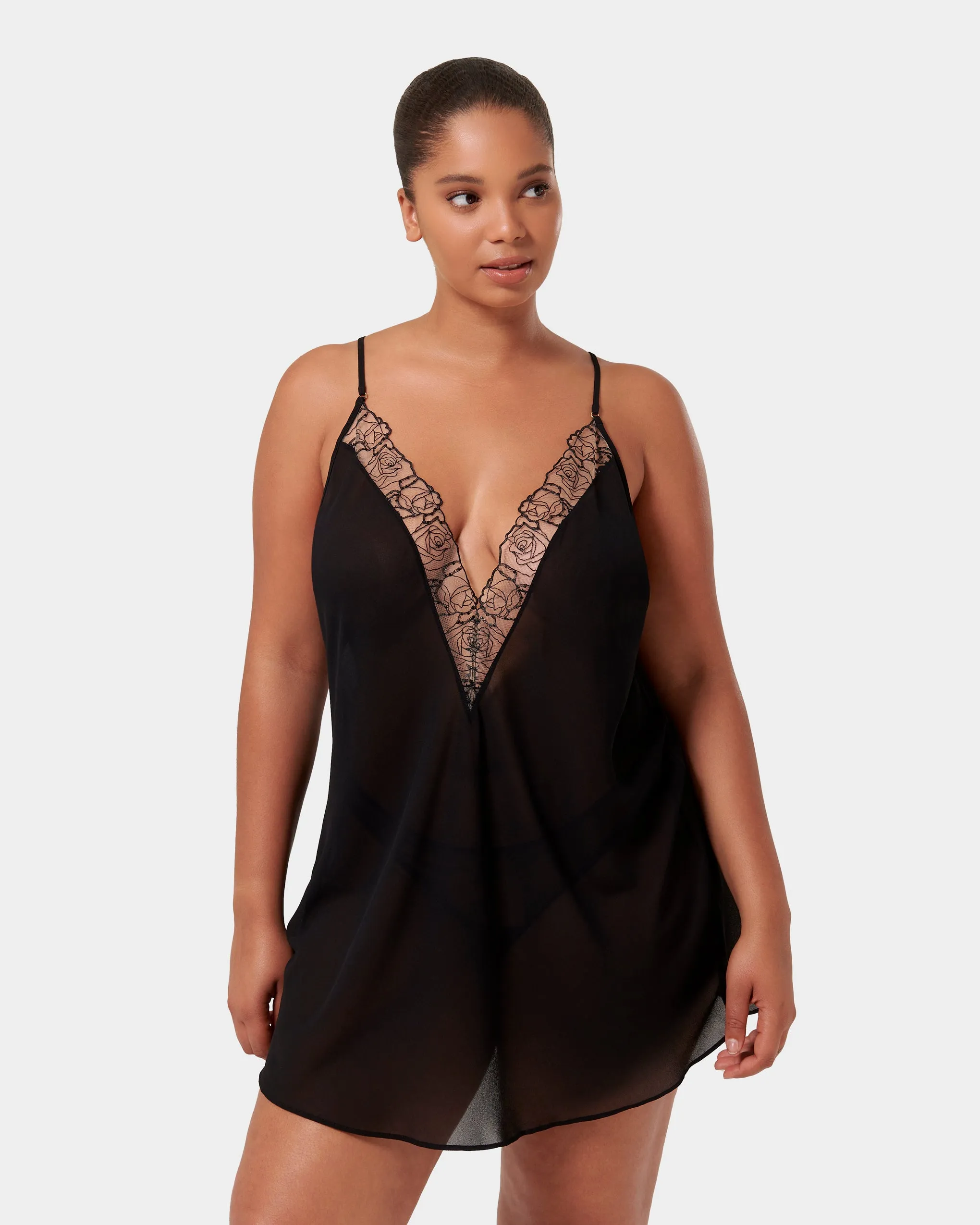 Rosalie ECO Short Chemise Black/Sheer