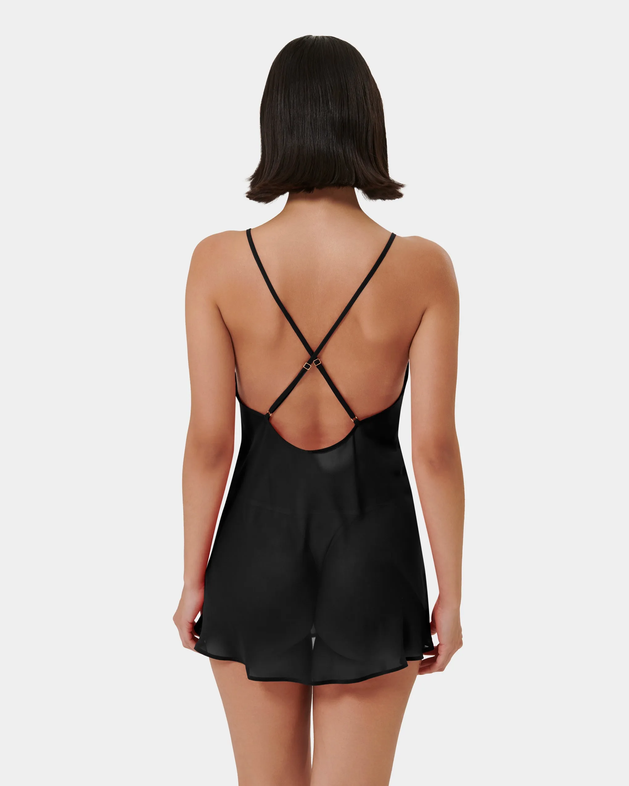 Rosalie ECO Short Chemise Black/Sheer