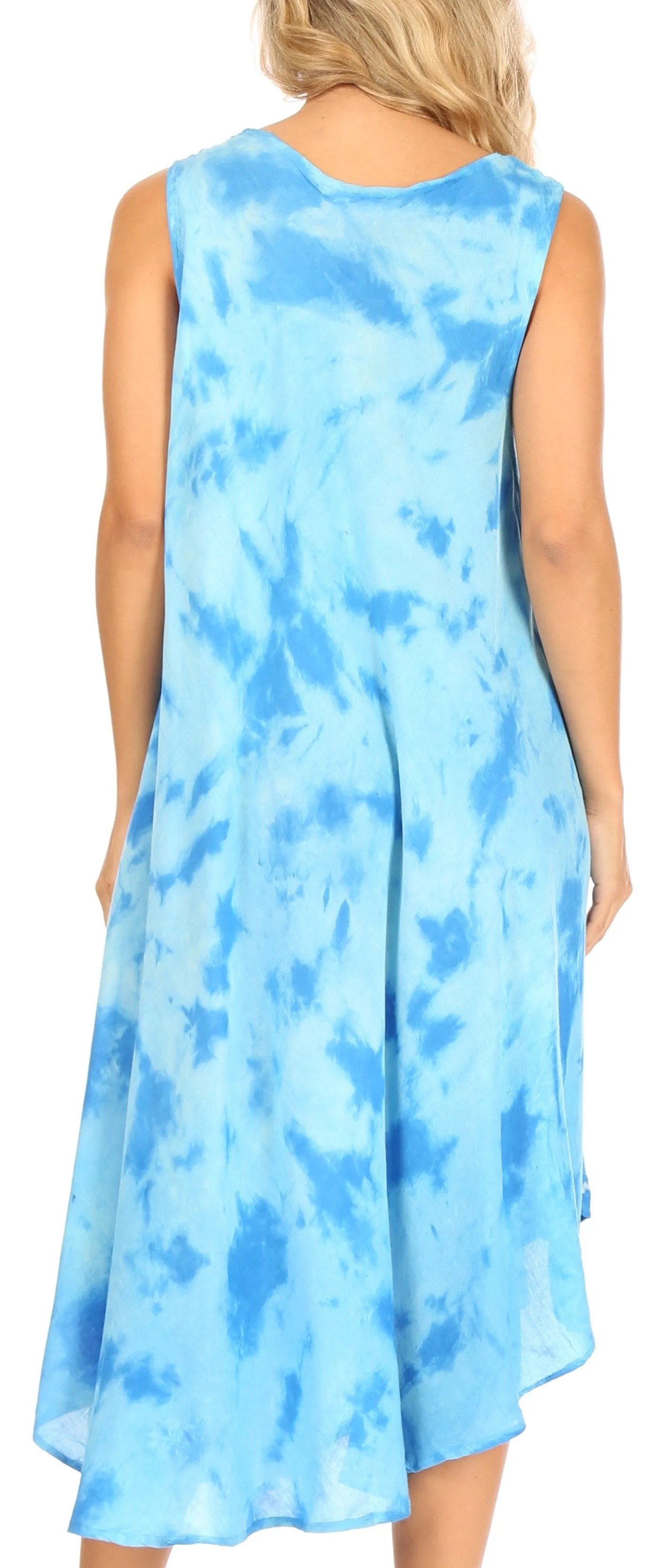 Sakkas Mara Women's Casual Sleeveless Tank Flare Midi Boho Batik Dress Cover-up