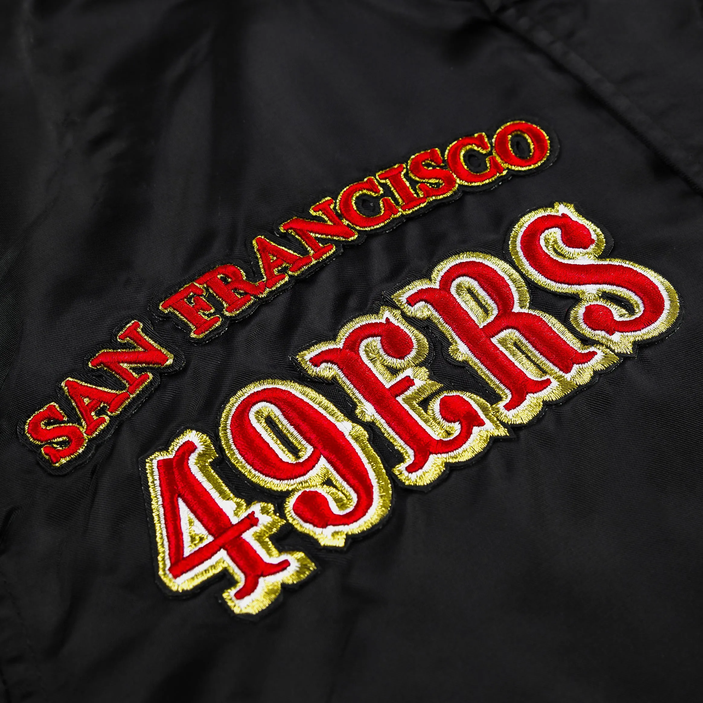 San Francisco 49ers Retro Classic Rib Satin Mens Jacket (Black/Red)