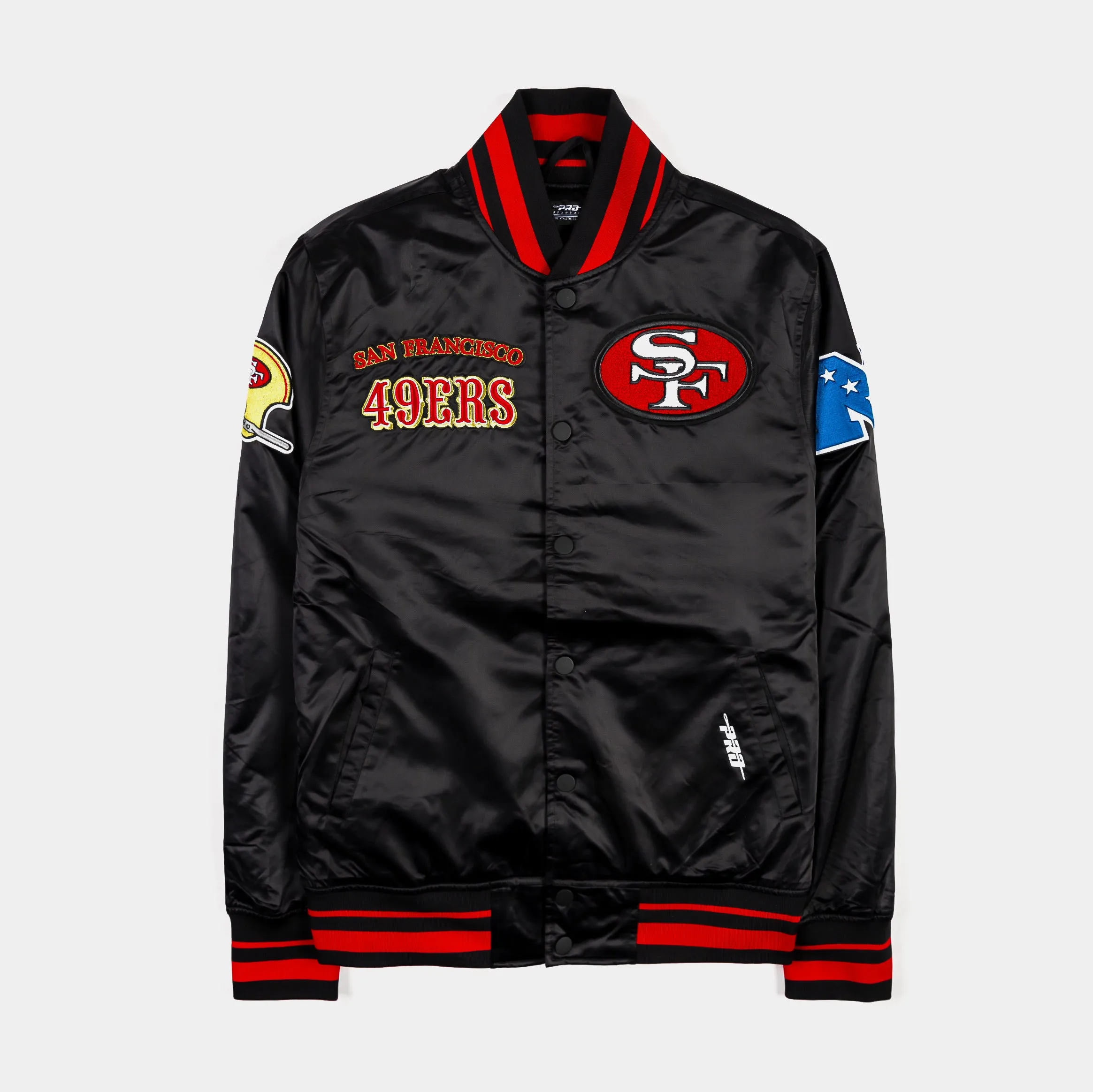 San Francisco 49ers Retro Classic Rib Satin Mens Jacket (Black/Red)