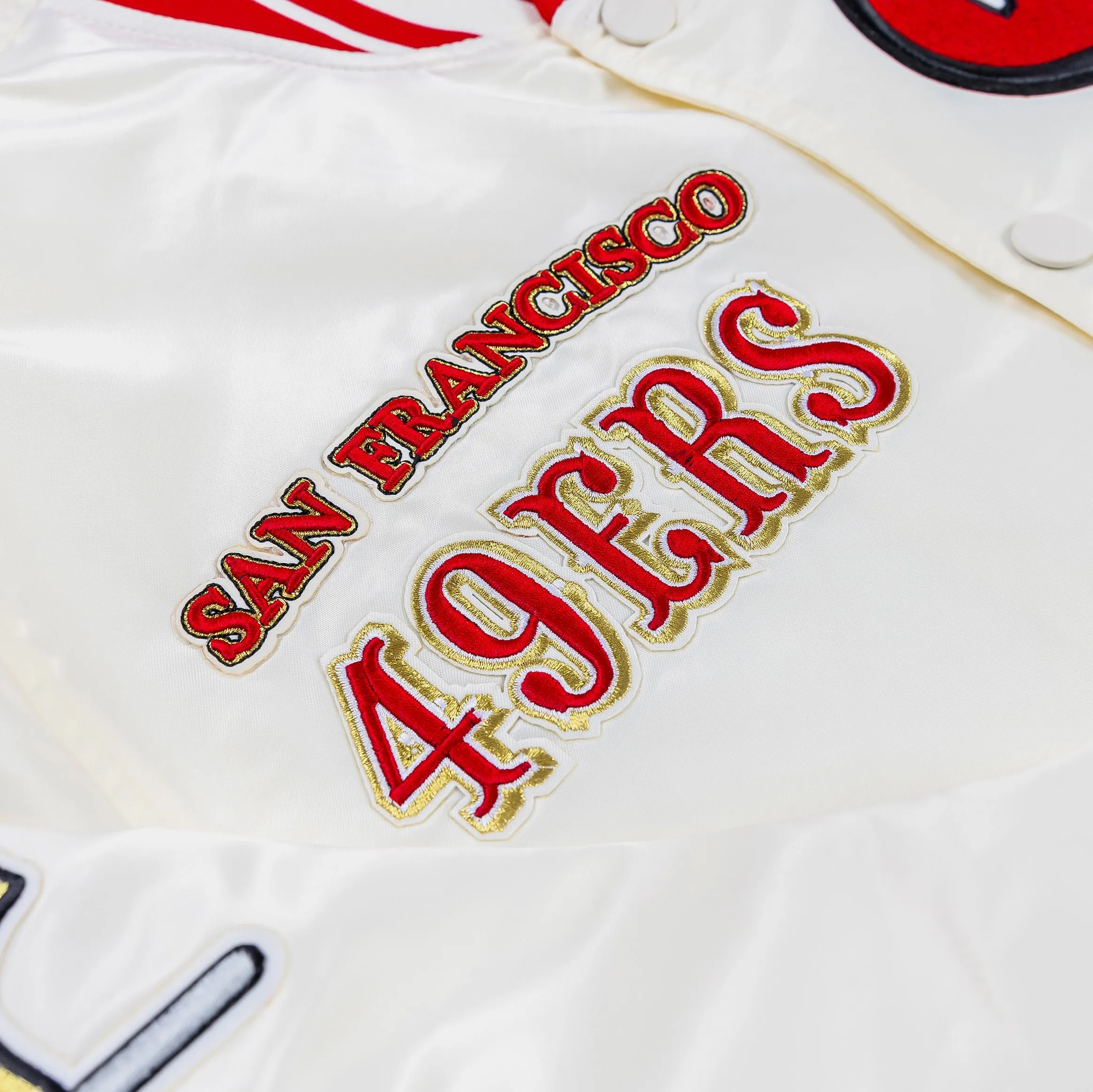 San Francisco 49ers Retro Classic Rib Satin Mens Jacket (White/Red)