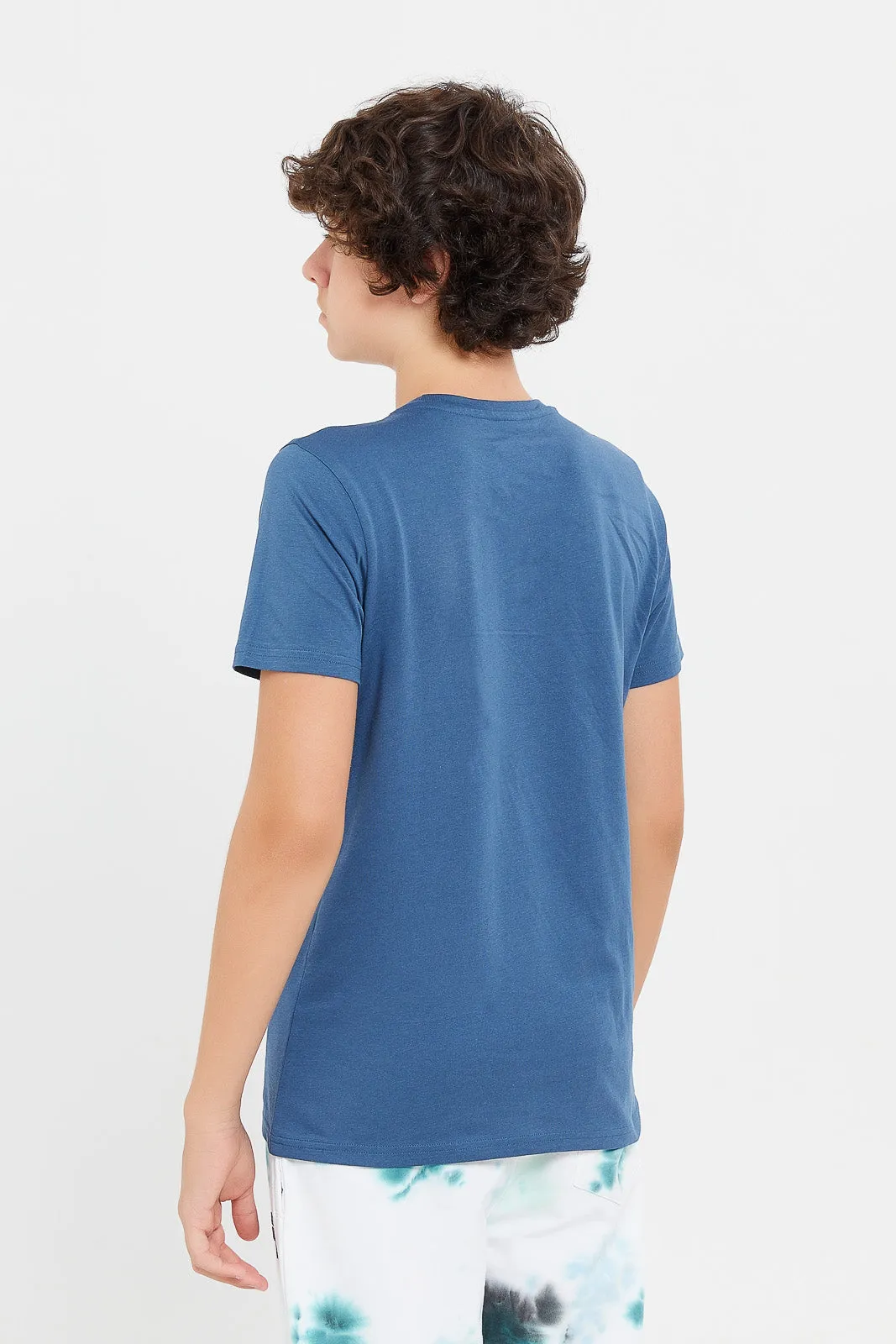 Senior Boys Blue Printed T-Shirt