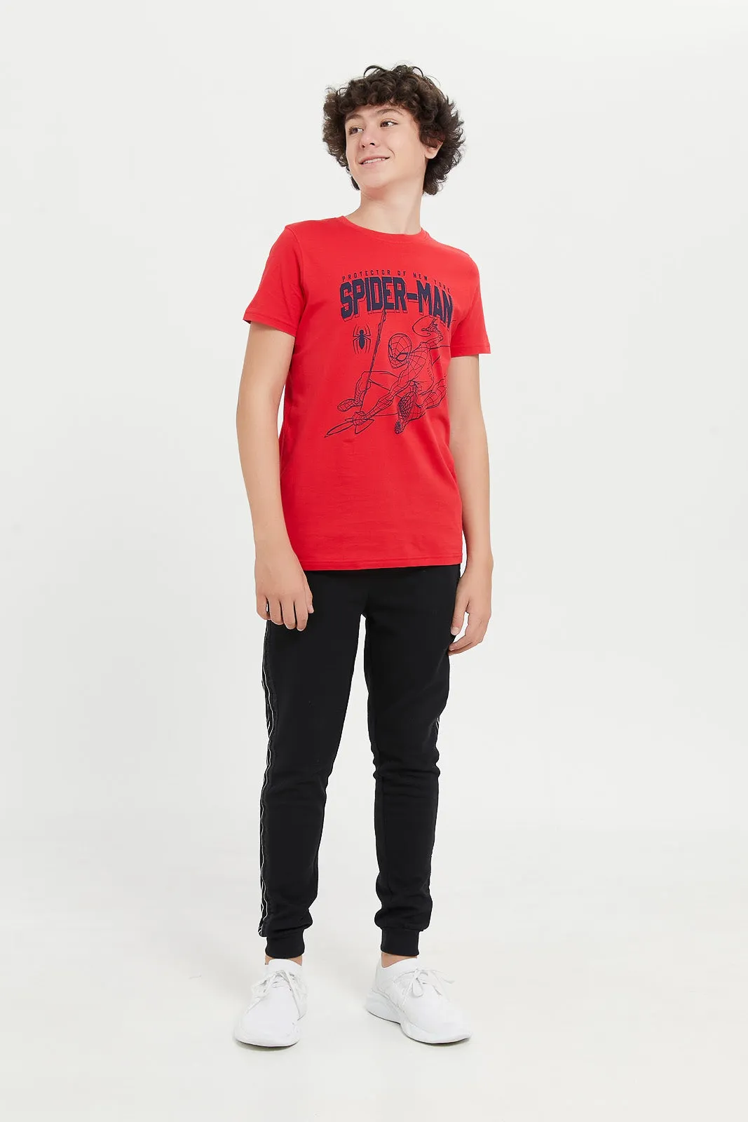 Senior Boys Red Spiderman Print T-Shirt