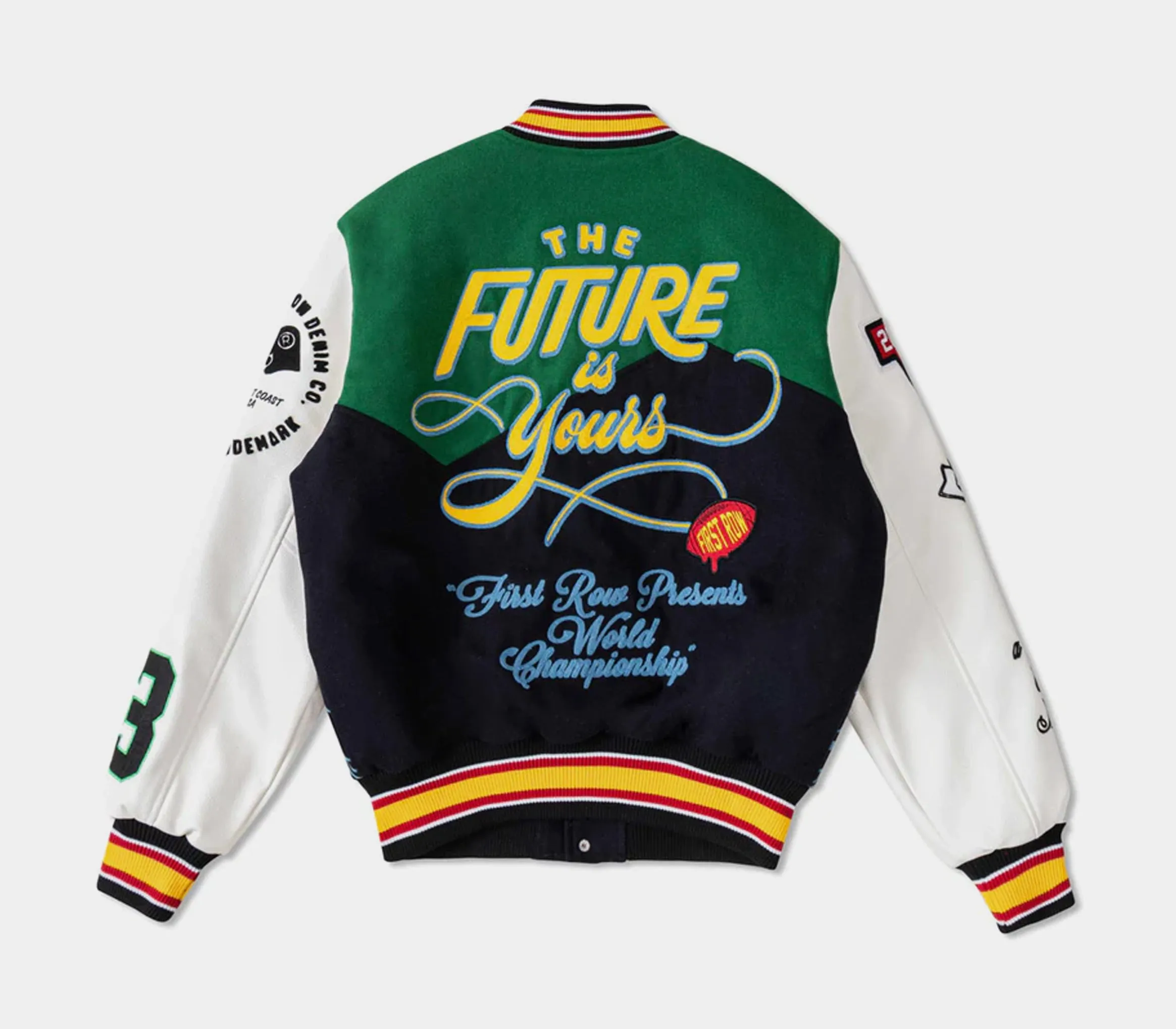 The Future Is Yours Varsity Mens Jacket (Green/Blue)