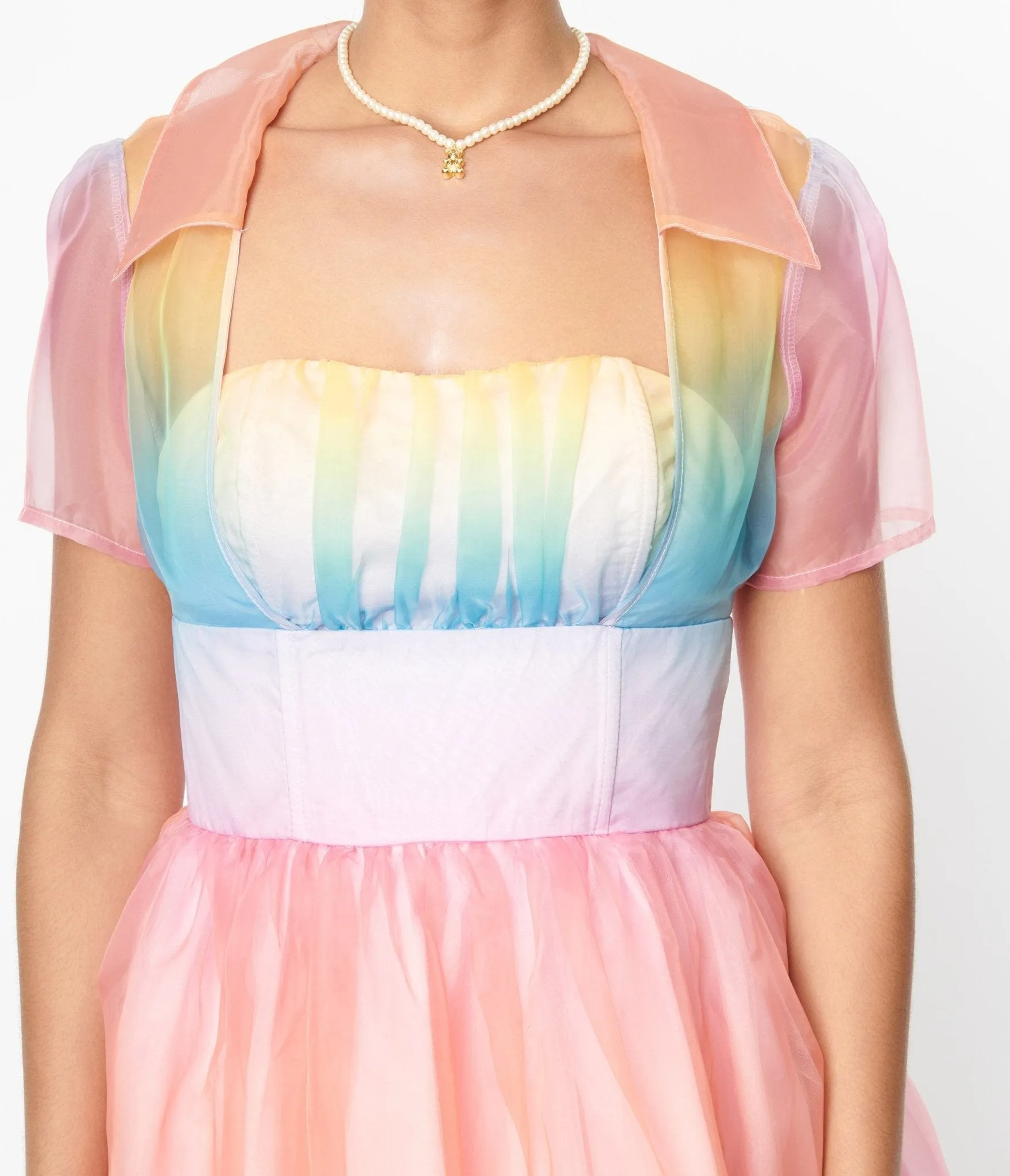 Unique Vintage Pastel Rainbow Ombre Libby Swing Dress