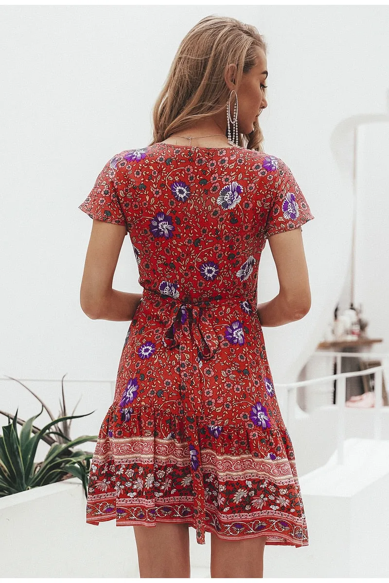 VenusFox Bohemian floral summer dress