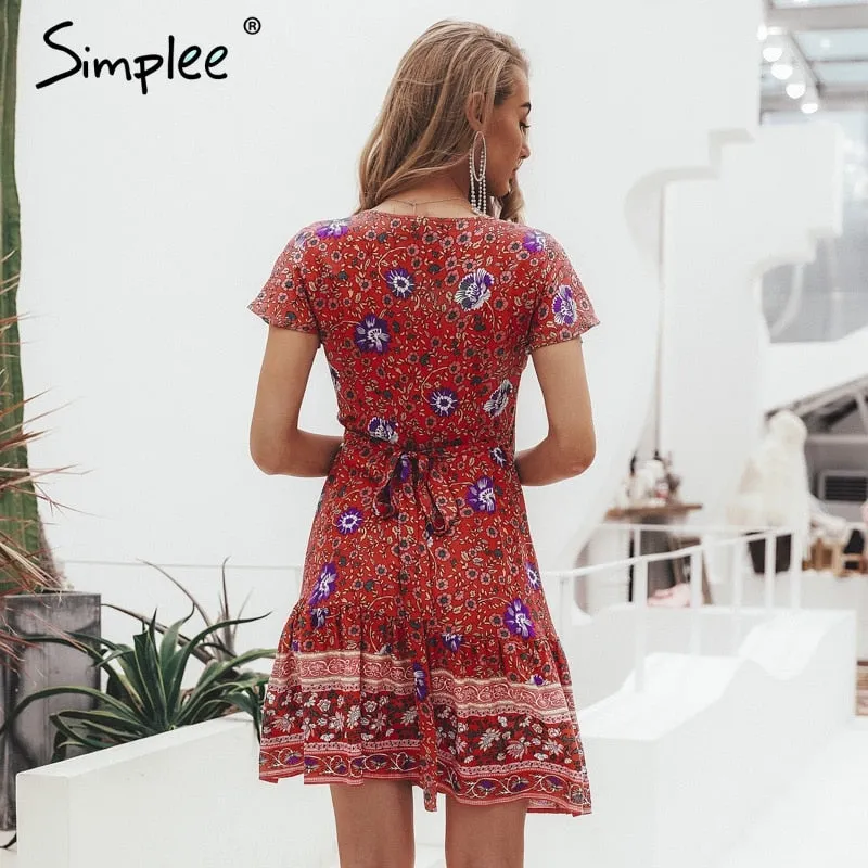 VenusFox Bohemian floral summer dress