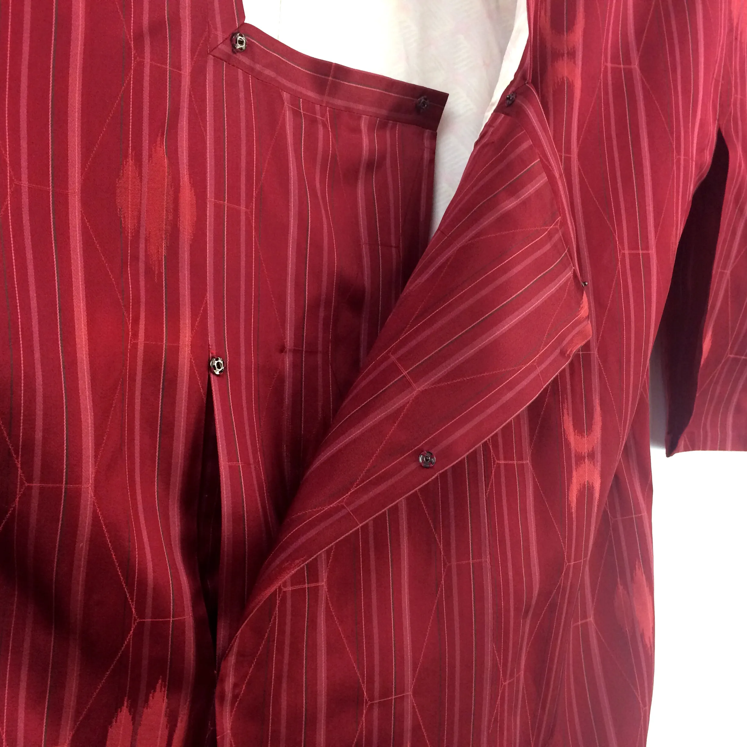 Vintage Burgundy Silk Michiyuki Kimono Jacket