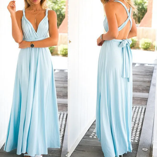 Women Wrap Convertible Boho Maxi Dress