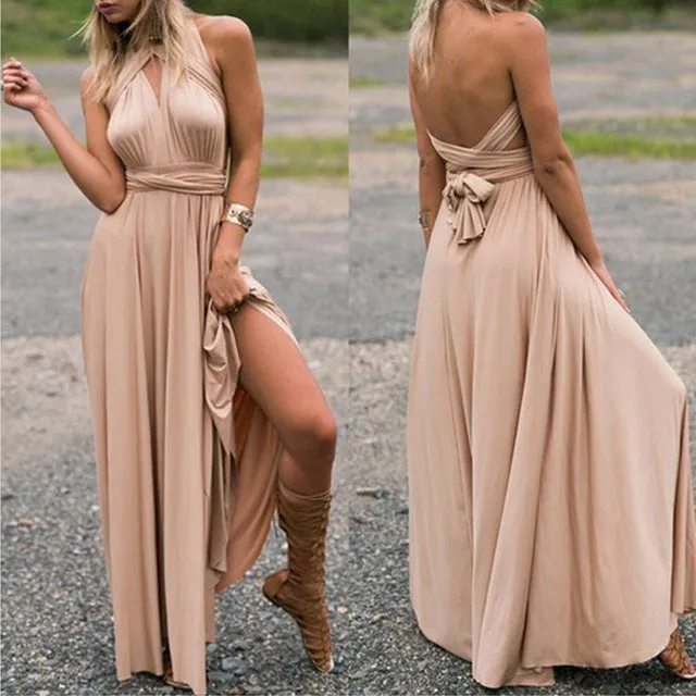 Women Wrap Convertible Boho Maxi Dress