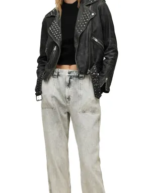 Women's Balfern Studded Leather Biker Jacket