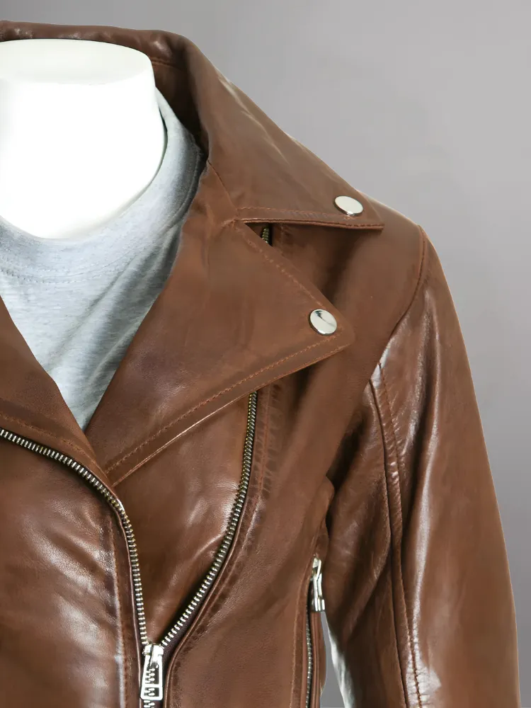 Women’s Brown Vintage Biker Leather Jacket