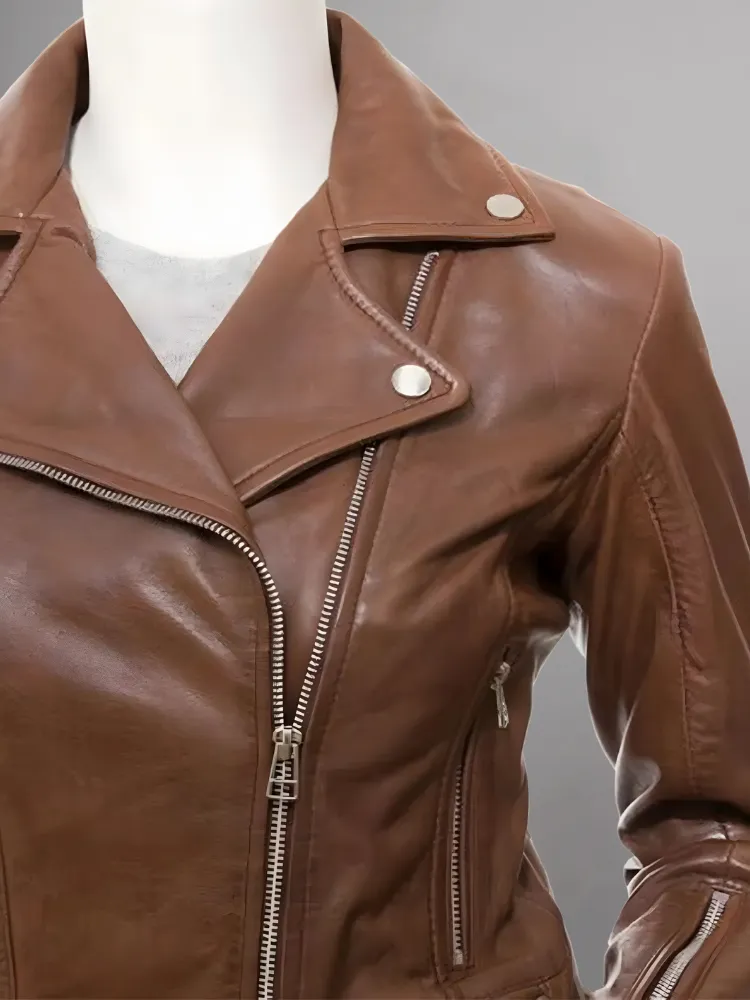 Women’s Brown Vintage Biker Leather Jacket