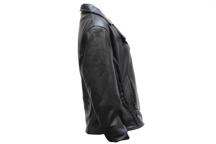 Women's Leather Motorcycle Jacket With Snap Down Collar, LJ710-01-DL