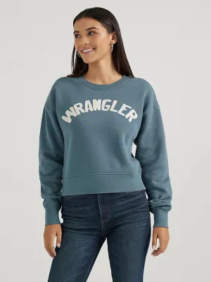 Wrangler Ladies Shabby Logo Blue Pullover-112356685